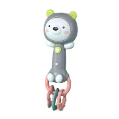 CHOCALHO MORDEDOR COM SOM E LUZES 22CM - URSO CINZA - Mamu Kids Store