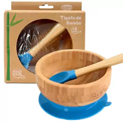 TURMINHA GUARÁ - TIGELA DE BAMBU COM VENTOSA AZUL