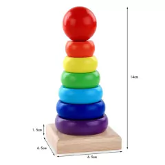 BRINQUEDO TORRE DE MADEIRA COM ANÉIS CORES VIBRANTES 14CM - comprar online