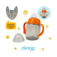 CLINGO - COPO ALÇA E BICO DE SILICONE COLORS - LARANJA na internet