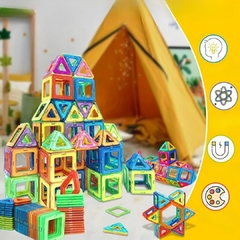 BRINQUEDO BLOCOS MÁGNETICOS COLORIDOS 80 PEÇAS - Mamu Kids Store