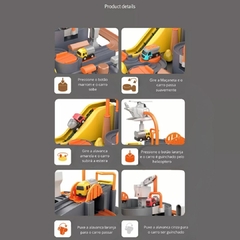 PISTA E ACESSÓRIOS 8 NÍVEIS ADVENTURE PRETA COM 2 CARRINHOS - Mamu Kids Store