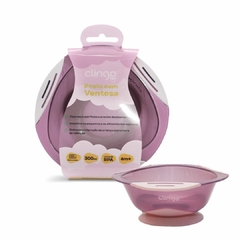 CLINGO - PRATO FUNDO COM VENTOSA 300ML ROSE
