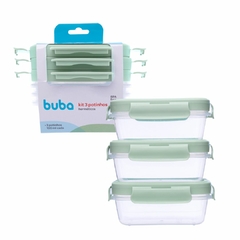 BUBA - KIT 3 POTINHOS HERMÉTICOS COM TAMPA 100ML VERDE