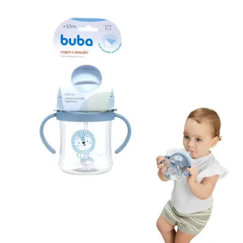 BUBA - COPO COM CANUDO E DISPOSITIVO 250ML - LEÃOZINHO