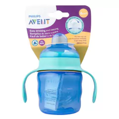 AVENT - COPO EASY SIP COM ALÇA BICO DE SILICONE 200ML - AZUL - loja online