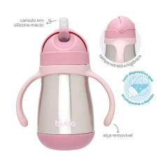 BUBA - COPO TÉRMICO PAREDE DUPLA COM ALÇA 300ML - ROSA na internet