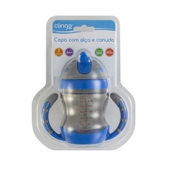 CLINGO - COPO COM ALÇA VÁLVULA CANUDO COLORS - AZUL - Mamu Kids Store
