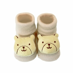 CLINGO - PANTUFA ANTIDERRAPANTE COM CHOCALHO BEGE - URSO - comprar online