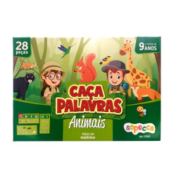 SOPECCA - JOGO CAÇA PALAVRAS ANIMAIS EM MADEIRA 28 PEÇAS - Mamu Kids Store