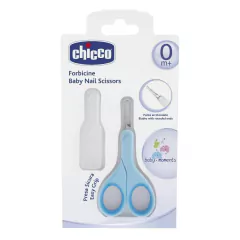 CHICCO - TESOURA INFANTIL PARA BEBES COM PROTETOR 0M+ AZUL - Mamu Kids Store
