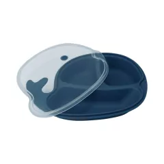 CLINGO - PRATO INFANTIL BALEIA COLORS COM TAMPA MARINHO