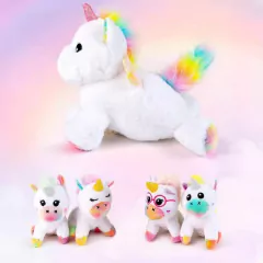 PELÚCIA MAMÃE UNICÓRNIO COM 4 FILHOTES E ACESSÓRIO - Mamu Kids Store