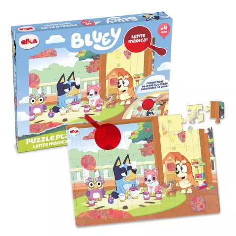 ELKA - QUEBRA CABEÇA COM LENTE MÁGICA PUZZLE PLAY BLUEY 60 PEÇAS