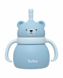 BUBA - COPO EM SILICONE COM CANUDO URSINHO - AZUL