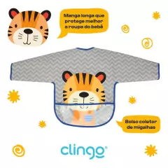 CLINGO - BABADOR IMPERMEÁVEL MANGA LONGA - TIGRE - Mamu Kids Store