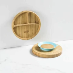 FISHER PRICE - PRATO REDONDO DE BAMBU COM DIVISÓRIA E VENTOSA - ROSA - loja online