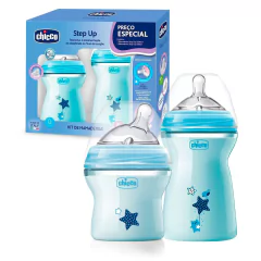 CHICCO - KIT 2 MAMADEIRAS STEP UP 150ML E 330ML AZUL