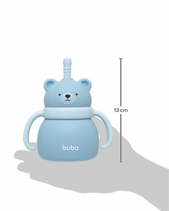 BUBA - COPO EM SILICONE COM CANUDO URSINHO - AZUL - comprar online