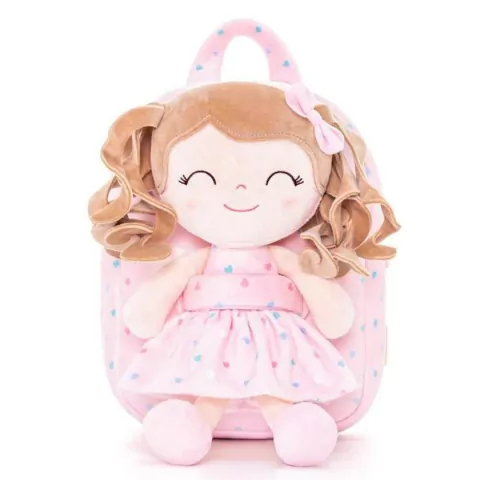 GLOVELEYA - MOCHILA COM BONECA SPRING CORAÇÕES - ROSA