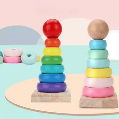 BRINQUEDO TORRE DE MADEIRA COM ANÉIS CORES VIBRANTES 14CM - loja online