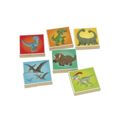 JUNGES - QUEBRA-CABEÇA DE BLOCOS EM MADEIRA - DINOS - Mamu Kids Store