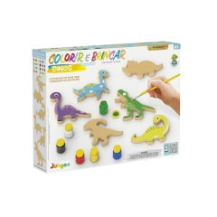 Imagem do JUNGES - KIT COLORIR E BRINCAR COM PINCEL E GUACHE - DINOS
