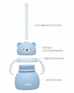 BUBA - COPO EM SILICONE COM CANUDO URSINHO - AZUL na internet