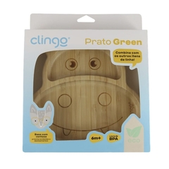 CLINGO - PRATO DE BAMBU COM VENTOSA - HIPOPÓTAMO