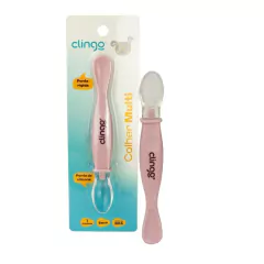 CLINGO - COLHER DE SILICONE PONTA DUPLA COLORS ROSÊ