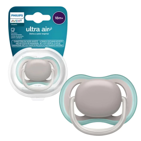 AVENT - CHUPETA ULTRA AIR INDIVIDUAL LISA 18M+ CINZA VERDE