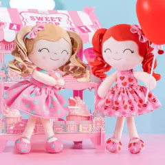 GLOVELEYA - BONECA 30CM SPRING CACHOS - CORAÇÃO ROSA E AZUL - Mamu Kids Store