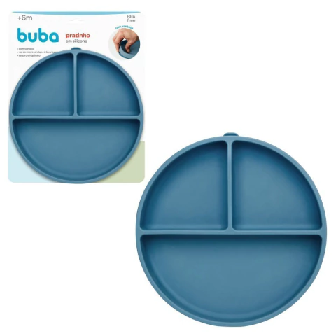 BUBA - PRATINHO EM SILICONE COM VENTOSA - AZUL ESCURO