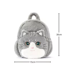 GLOVELEYA - MOCHILA PELÚCIA ESCOLAR 3D - GATA CINZA - comprar online