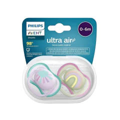 AVENT - CHUPETA ULTRA AIR DUPLA DECORADA 0-6M ROSA E VERDE na internet