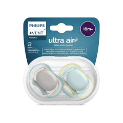 AVENT - CHUPETA ULTRA AIR DUPLA LISA 18M+ CINZA AZUL na internet