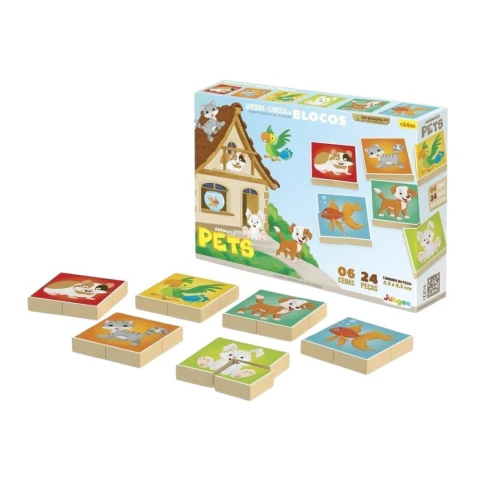 JUNGES - QUEBRA-CABEÇA DE BLOCOS EM MADEIRA - PETS