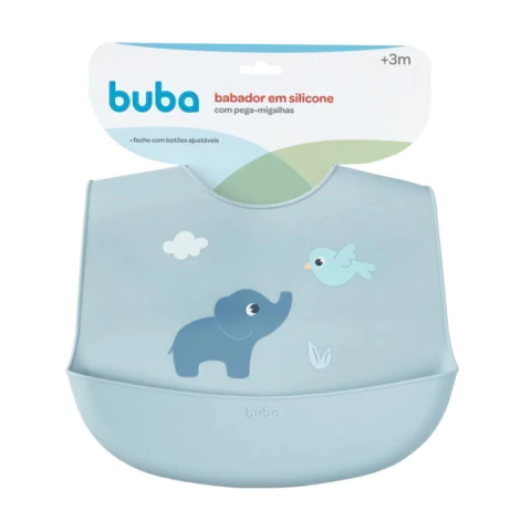 BUBA - BABADOR DE SILICONE COM PEGA-MIGALHAS CLOUDY - AZUL