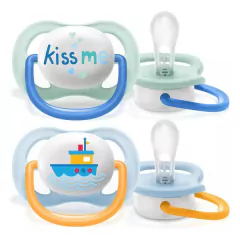 AVENT - KIT COM 2 CHUPETAS ULTRA AIR HAPPY MENINO 0M+
