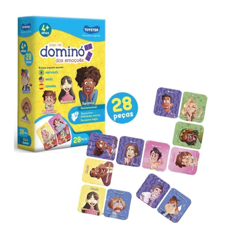 TOYSTER - JOGO DOMINÓ DAS EMOÇÕES - PORTUGUÊS, INGLÊS E ESPANHOL