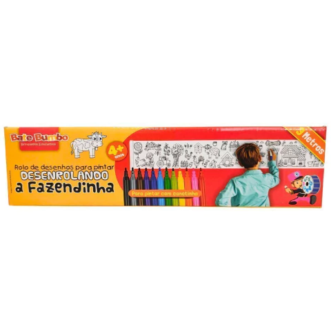 BATE BUMBO - ROLO DE DESENHO PARA PINTAR DESENROLANDO A FAZENDINHA 3 METROS