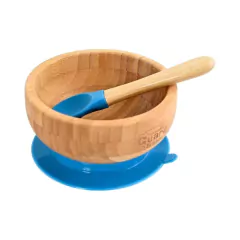 TURMINHA GUARÁ - TIGELA DE BAMBU COM VENTOSA AZUL - Mamu Kids Store