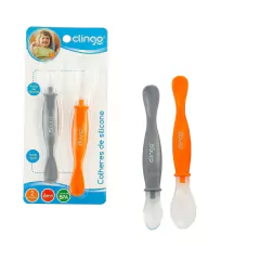 CLINGO - COLHERES SILICONE PONTA DUPLA COLORS LARANJA 2UN.