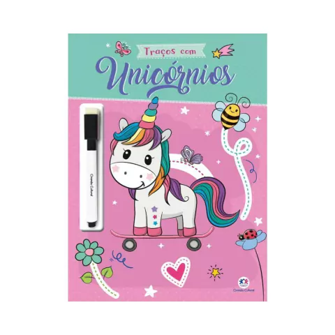 LIVRO TRAÇOS COM UNICÓRNIOS COM CANETA MÁGICA - CIRANDA CULTURAL