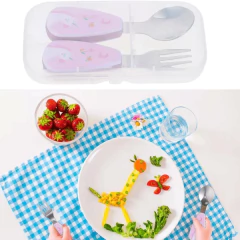 KIT 2 TALHERES DE METAIS COM ESTOJO - UNICÓRNIO - Mamu Kids Store