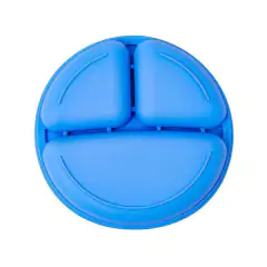 CLINGO - PRATO DE SILICONE COM DIVISÓRIA COLORS - AZUL - Mamu Kids Store