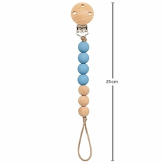 BUBA - PRENDEDOR DE CHUPETA EM SILICONE E BAMBU - AZUL - comprar online