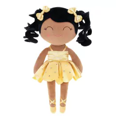 GLOVELEYA - MOCHILA COM BONECA BAILARINA AMARELA CACHOS - MORENA - Mamu Kids Store