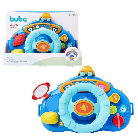 BUBA - VOLANTE MUSICAL COM ESPELHO E SONS DE BUZINA E DE PARTIDA