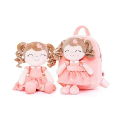 GLOVELEYA - MOCHILA COM BONECA PRINCESA - LARANJA COM SACOLA - Mamu Kids Store